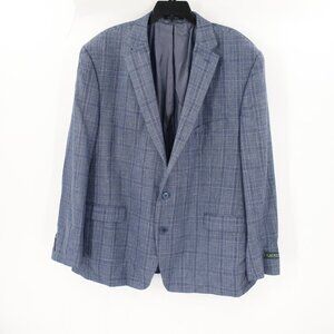 NWT Lauren ralph Lauren Sport Coat Men's 50R 2 Button Plaid Blue Wool Silk linen